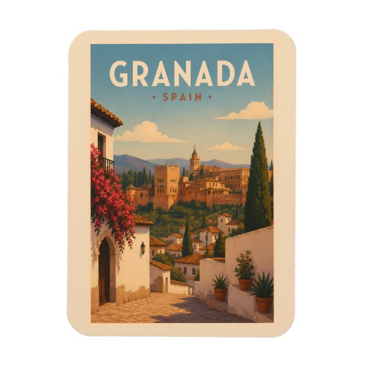 Granada Spanien Alhambra Illustration Reise Kunst Magnet (Vertikal)