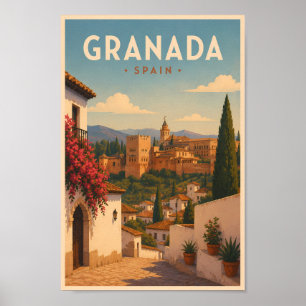 Granada Spanien Alhambra Illustration Reise Kunst Poster
