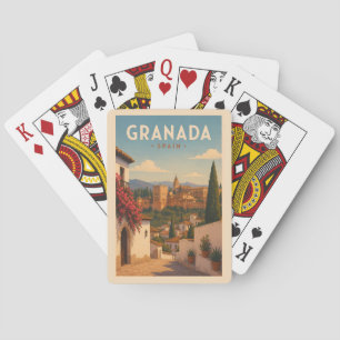 Granada Spanien Alhambra Illustration Reise Kunst Spielkarten