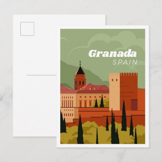 Granada Spanien Illustration Reise Postkarte (Vorne/Hinten)