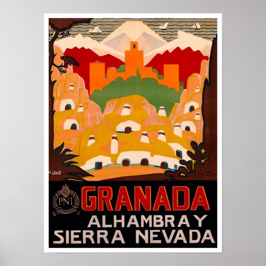 Granada Spanien Jahrgang Reise Poster (Vorne)