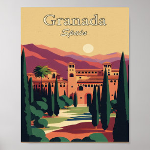 Granada Spanien Minimalistisches Vintag Art Poster