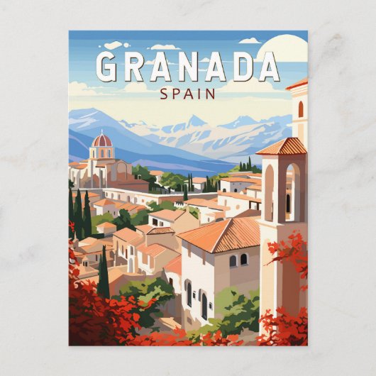 Granada Spanien Reise Kunst Vintage Postkarte (Vorderseite)