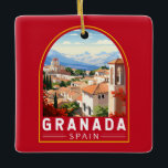 Granada Spanien Reisen Kunst Vintag Keramikornament<br><div class="desc">Granada Retro Vektor Reise Design. Granada ist eine Stadt in der Region Andalusien im Süden Spaniens,  am Fuße der Sierra Nevada.</div>
