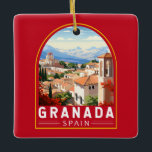 Granada Spanien Reisen Kunst Vintag Keramikornament<br><div class="desc">Granada Retro Vektor Reise Design. Granada ist eine Stadt in der Region Andalusien im Süden Spaniens,  am Fuße der Sierra Nevada.</div>