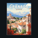 Granada Spanien Reisen Kunst Vintag Postkarte<br><div class="desc">Granada Retro Vektor Reise Design. Granada ist eine Stadt in der Region Andalusien im Süden Spaniens,  am Fuße der Sierra Nevada.</div>