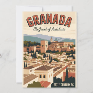 Granada Spanien Retro-Himmelzeile Stadtansicht Rei Feiertagskarte
