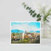 Granada Spanien Schönes Öl Paint Landschaft Postkarte (Stehend Vorderseite)