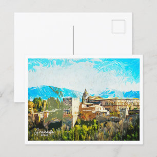 Granada Spanien Schönes Ölmalerei-Landschaftsbild Postkarte