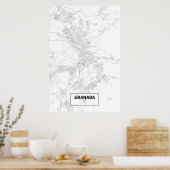 Granada, Spanien (schwarz auf weiß) Poster (Küche)