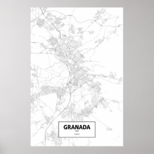 Granada, Spanien (schwarz auf weiß) Poster