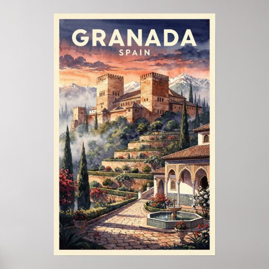 Granada Spanien Vintage Reise Poster (Vorne)