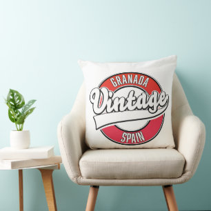 Granada Spanien Vintage-Style-Logo Kissen
