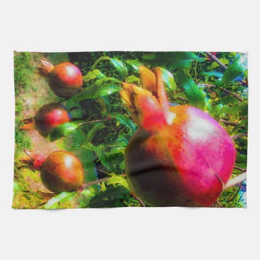 Granatäpfel am Baum Geschirrtuch (Horizontal)