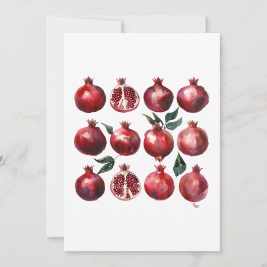 Granatapfel-Aquarell-Kunst Einladung (Vorderseite)