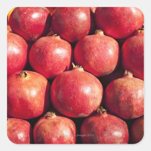 Granatäpfel auf dem Carmel Market Quadratischer Aufkleber (Vorderseite)