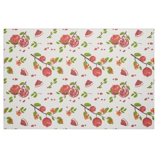 Granatäpfel auf weißen Baumwollstoffen oder Polyes Stoff (Fat Quarter (45,7 x 55,9 cm))