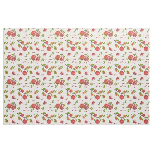 Granatäpfel auf weißen Baumwollstoffen oder Polyes Stoff (Yard (91,4 cm))