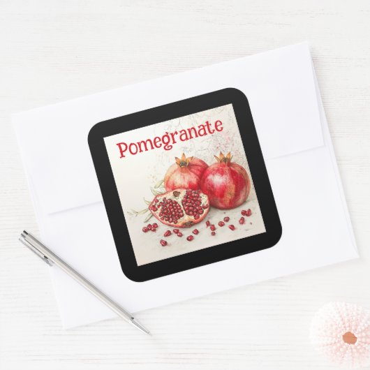 Granatapfel-Aufkleber Quadratischer Aufkleber (Umschlag)