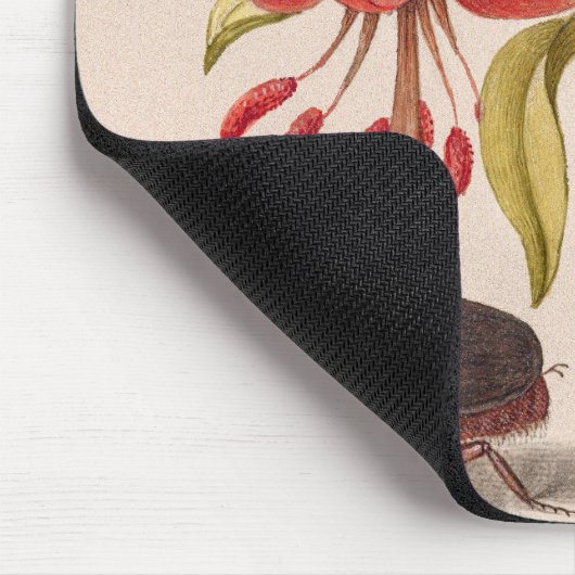 Granatapfel, Blume, Obst und Rhinozeros Mousepad (Ecke)