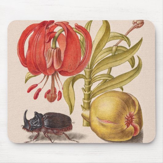 Granatapfel, Blume, Obst und Rhinozeros Mousepad (Vorne)