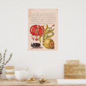 Granatapfel, Blume, Obst und Rhinozeros Poster (Küche)