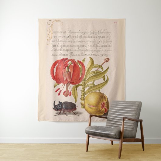 Granatapfel, Blume, Obst und Rhinozeros Wandteppich (Beispiel)