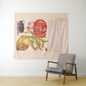 Granatapfel, Blume, Obst und Rhinozeros Wandteppich (Beispiel (Horizontal))