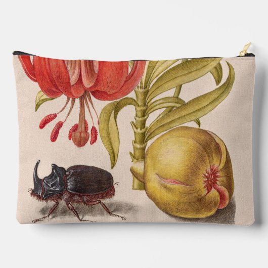 Granatapfel, Blume, Obst und Rhinozeros Zubehörtasche (Rückseite)