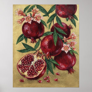 Granatapfel Botanische Ölmalerei Wandkunst Poster
