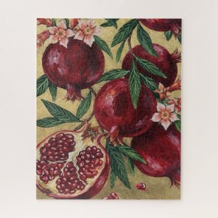 Granatapfel Botanische Ölmalerei Wandkunst Puzzle