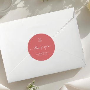 Granatapfel   Chic & Moderne Hochzeitsmonogramm  Runder Aufkleber