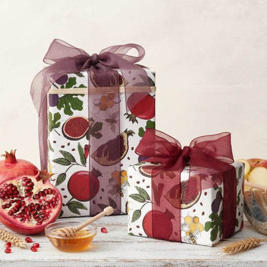 Granatäpfel, Feigen und Honigbienen Geschenkpapier