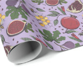 Granatäpfel, Feigen und Honigbienen Lila Geschenkpapier (Rolleneckpunkt)