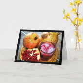 Granatapfel Frucht und Saft Karte (Gelbe Blume)