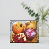 Granatapfel Frucht und Saft Postkarte (Stehend Vorderseite)