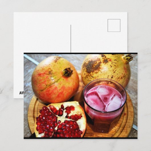 Granatapfel Frucht und Saft Postkarte (Vorne/Hinten)