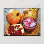 Granatapfel Frucht und Saft Postkarte (Vorderseite)