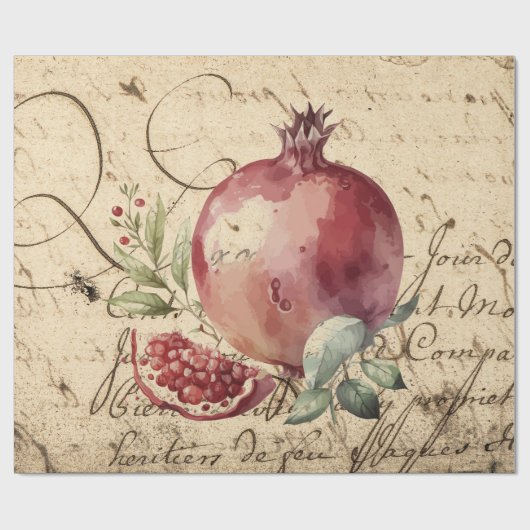 Granatapfel Geschenkpapier (Flach)
