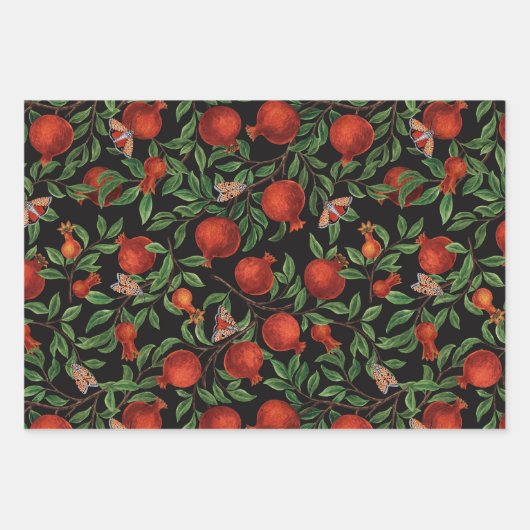 Granatäpfel Geschenkpapier Set (Vorderseite)