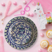 Granatapfel-handgemachte blaue u. weiße Tonwaren Pappteller (Party)