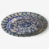 Granatapfel-handgemachte blaue u. weiße Tonwaren Pappteller (Schrägansicht)