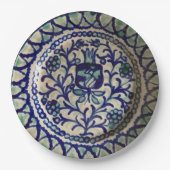 Granatapfel-handgemachte blaue u. weiße Tonwaren Pappteller (Vorderseite)