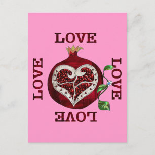 Granatapfel Herz LIEBE Valentinstag Feiertagspostkarte