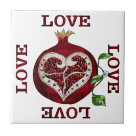 Granatapfel Herz LIEBE Valentinstag Fliese