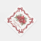 Granatapfel- & Korallenband-Junggesellinnenabschie Serviette (Ecke)