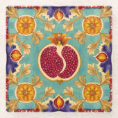 Granatapfel-Liebe Glasuntersetzer (Vorderseite)