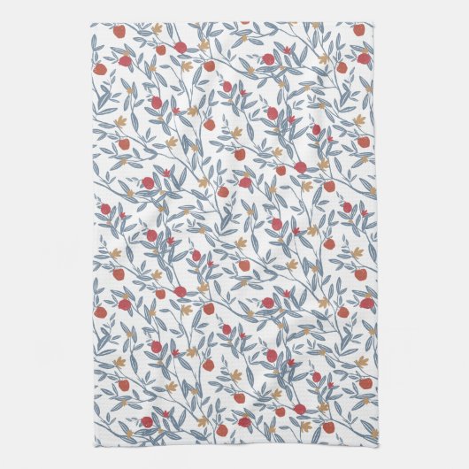 Granatapfel mit Blumen Geschirrtuch (Vertikal)