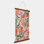 Granatapfel mit Vögeln und Insekten Wandteppich Mit Holzrahmen (Gewinkelt)