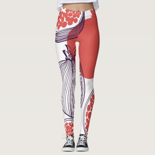 Granatapfel Mode: Nahtloses Vintages Muster Leggings (Vorderseite)
